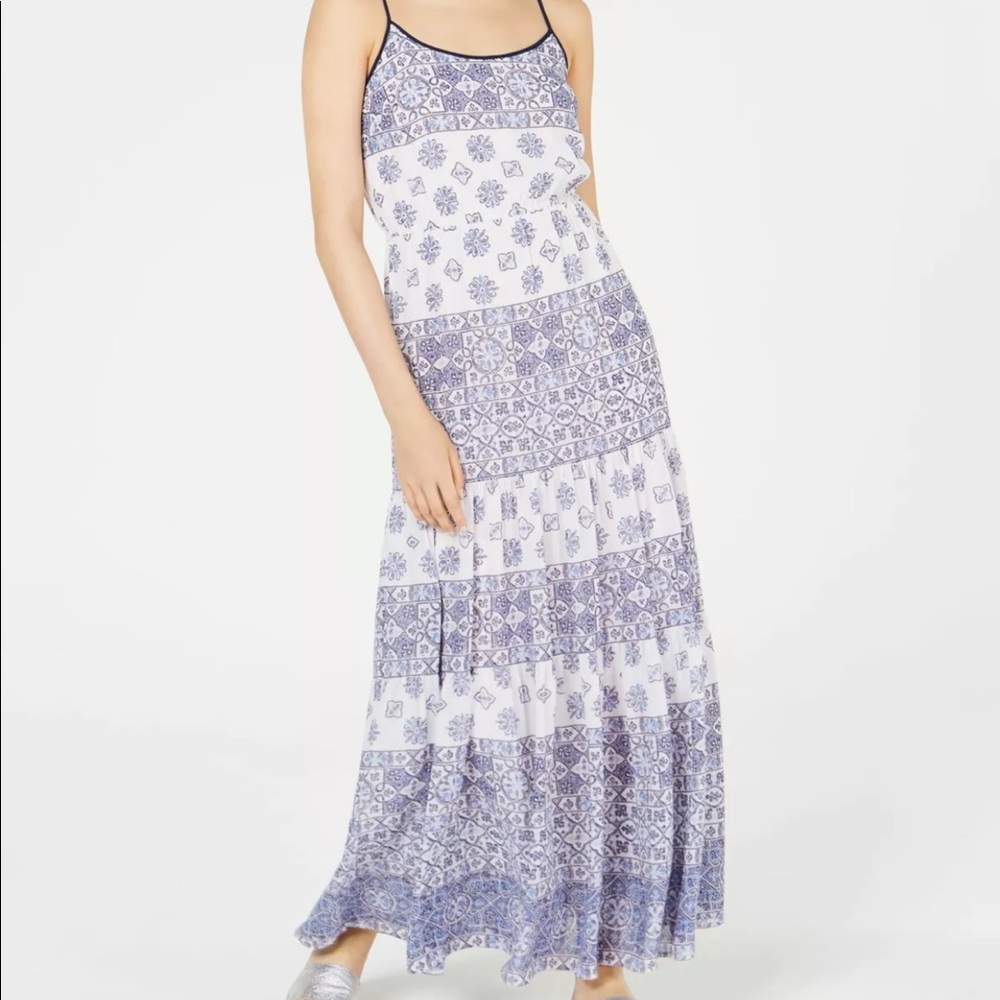 MICHAEL KORS Blue Printed Maxi Shift Casual Dress